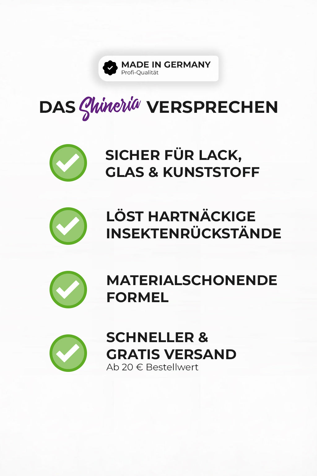 Shineria Qualitätsversprechen für Insektenentferner