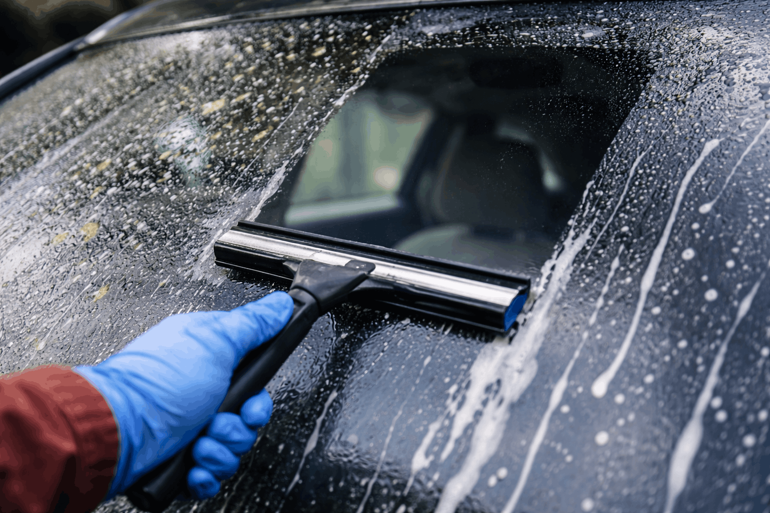 Autoscheibe wird gereinigt mit dem Shineria Glasreiniger