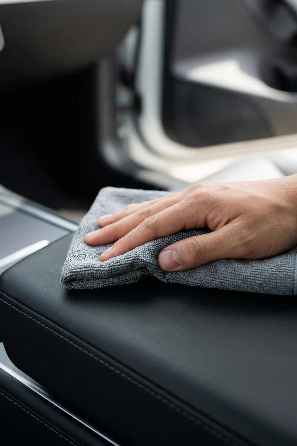 Innenraum wird mit einem Premium Mikrofasertuch gereinigt