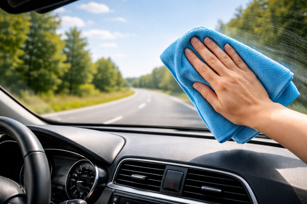 Autoscheibe streifenfrei reinigen